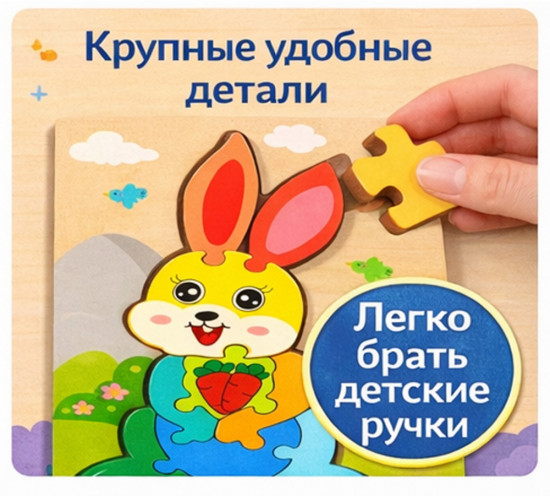 Деревянный пазл «Зайчик»