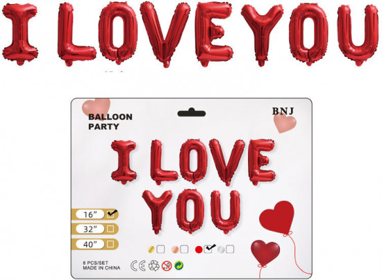 Набор воздушных фольгированных шаров «I love you»