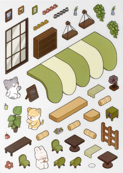 Наклейки-румбокс для создания миниатюрных сцен «Кофейня»