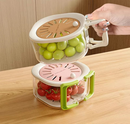 Контейнер для мытья и хранения фруктов и овощей с крышкой