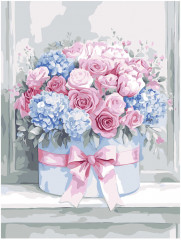 Картина по номерам «Букет с розовым бантом» - Фото 1