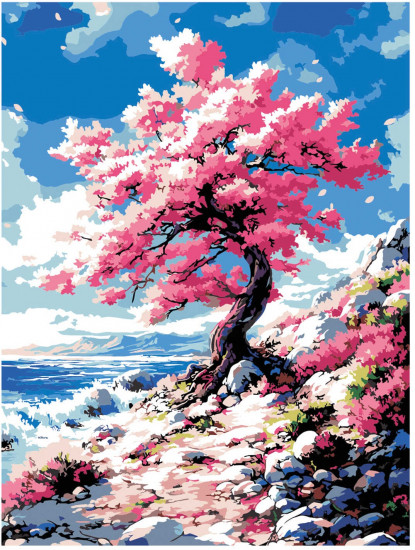 Картина по номерам «Сакура у моря»