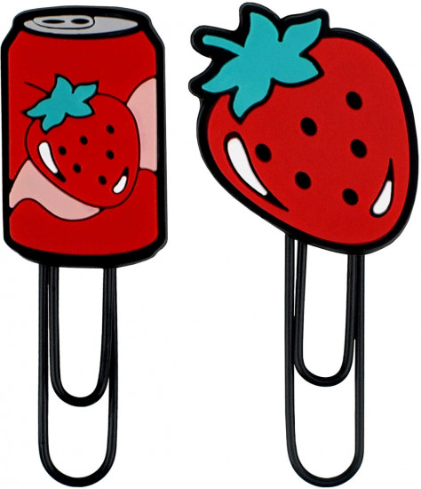 Набор скрепок-закладок для книг «Клубника»