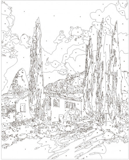 Картина по номерам «Дом в кипарисах»