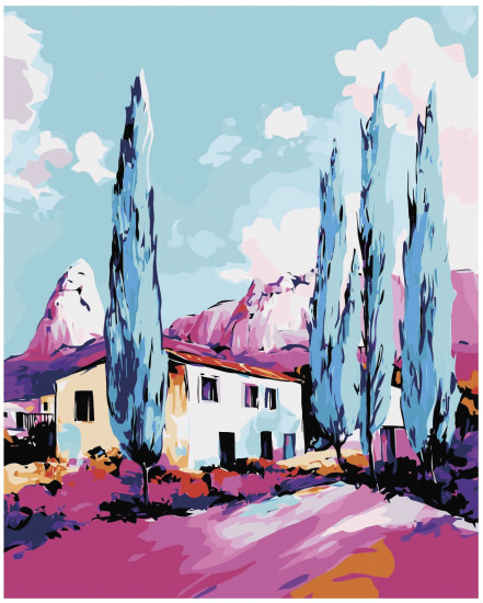 Картина по номерам «Дом в кипарисах»