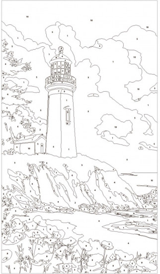 Картина по номерам на свертке «Маяк и маки»