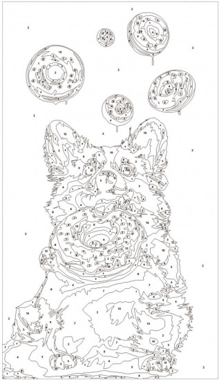 Картина по номерам на свертке «Корги с пончиком»