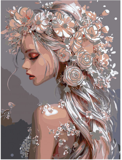 Картина по номерам с поталью «Девушка-весна»