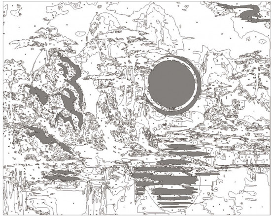 Картина по номерам с поталью «Китайский пейзаж»