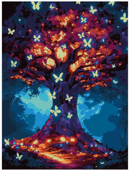 Картина по номерам со светящимися красками «Волшебное дерево»