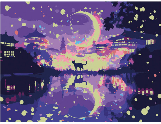 Картина по номерам со светящимися красками «Прогулка под луной»