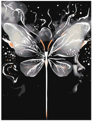 Картина по номерам с поталью на черном холсте «Девушка с бабочкой» - Фото 3