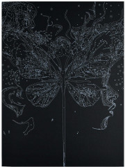 Картина по номерам с поталью на черном холсте «Девушка с бабочкой» - Фото 4