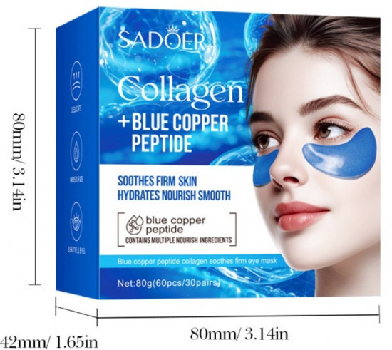 Гидрогелевые патчи для глаз с пептидами голубой меди и коллагеном от морщин и отеков