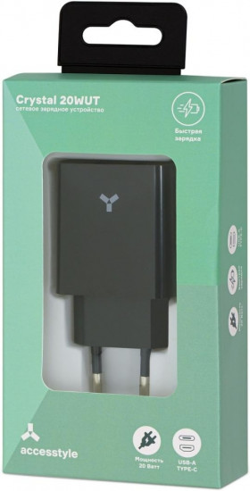 Сетевое зарядное устройство Accesstyle Crystal 20WUT Black