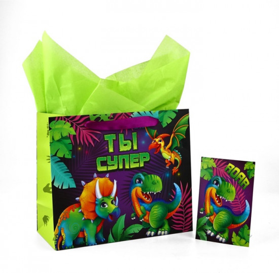 Пакет с открыткой «Динозаврики»