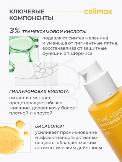 Сыворотка для лица осветляющая «Celimax Pore+Dark Spot Brightening Serum»