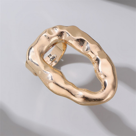 Кольцо женское массивное с овальным вырезом, золотистое, регулируемое