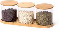 Набор банок для хранения сыпучих продуктов на подставке «Бамбук» - Фото 1
