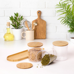 Набор банок для хранения сыпучих продуктов на подставке «Бамбук» - Фото 4