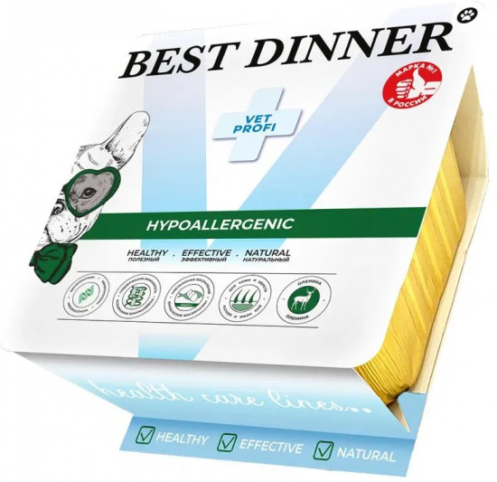 Паштет для собак с олениной при пищевой аллергии «Hypoallergenic»