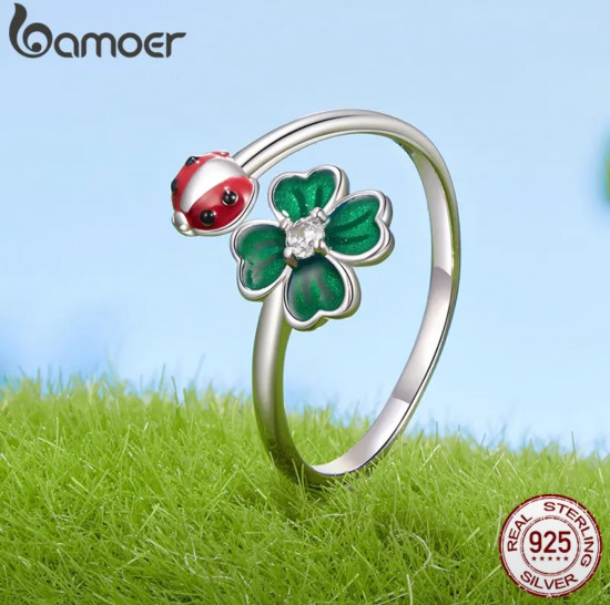 Кольцо «Клевер и божья коровка»