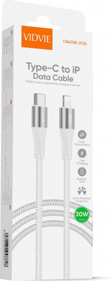 Кабель Vidvie USB TypeC (M), Lightning (M)