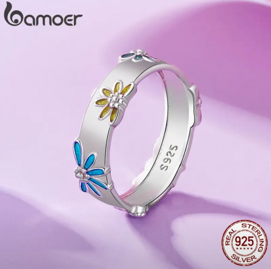 Серебряное кольцо «Ромашки»