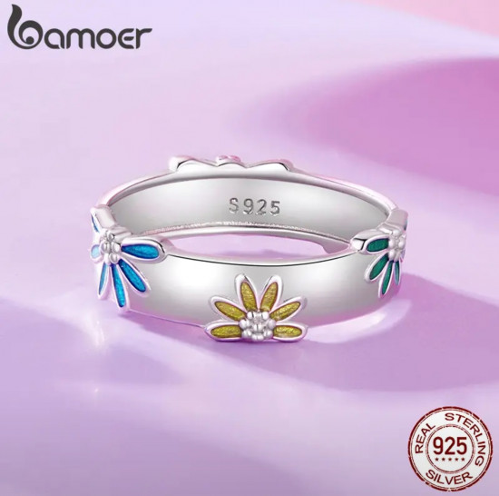 Серебряное кольцо «Ромашки»