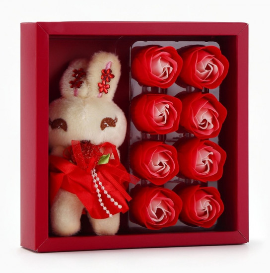Подарочный набор мыльных роз с игрушкой