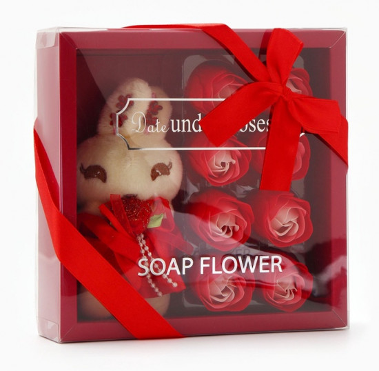 Подарочный набор мыльных роз с игрушкой