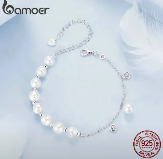 Серебряный браслет с жемчугом