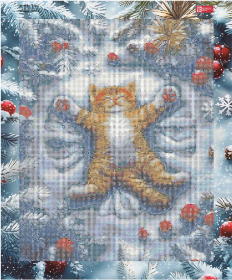 Мозаика алмазная «Кот в снегу»