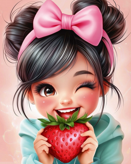 Мозаика алмазная «Девочка с клубникой»