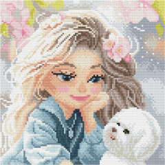 Мозаика алмазная «Блондинка с собачкой» - Фото 6
