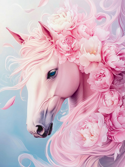 Мозаика алмазная «Розовый конь»