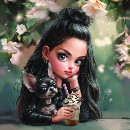 Алмазная мозаика «Мулатка с собачкой»