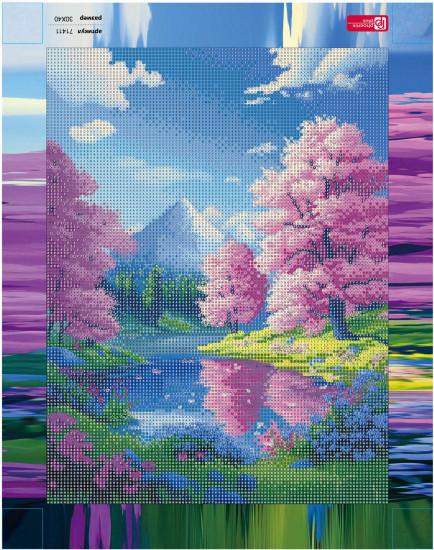 Алмазная мозаика «Сакура у озера»