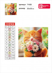 Алмазная мозаика с частичной выкладкой «Котенок с букетом» - Фото 4