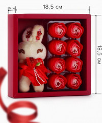 Подарочный набор мыльных роз с игрушкой - Фото 6