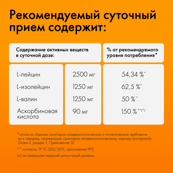 BCAA 2:1:1 апельсин спортивное питание для мужчин и женщин, L-лейцин, L-изолейцин, L-валин, 300 гр, Natural Hеalth