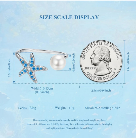 Кольцо с жемчугом «Морская звезда»