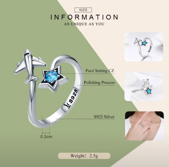 Серебряное кольцо «Самолёт»