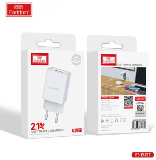 Комплект СЗУ Earldom ES-EU27 2.1A 1xUSB порт + кабель Type-C