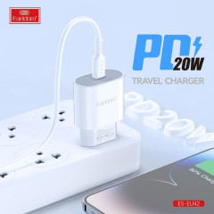 Комплект СЗУ ES-EU42CL 20W QC3.0 1xType-C порт + кабель Type-C-Lightning - Фото 1