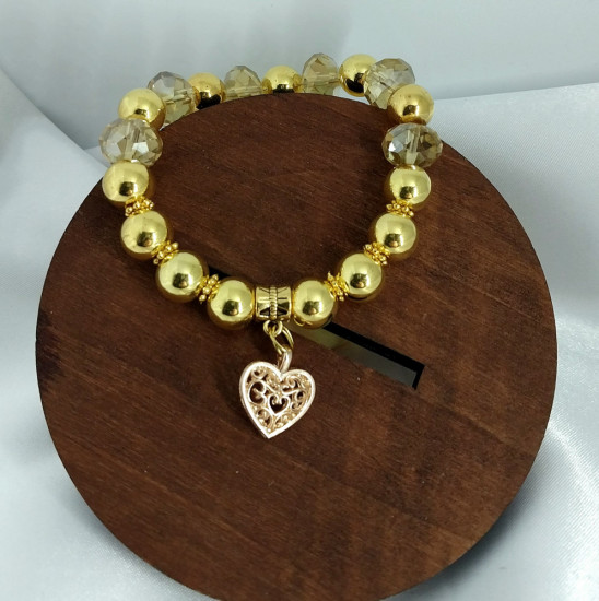 Женский браслет ручной работы из бусин золотого цвета