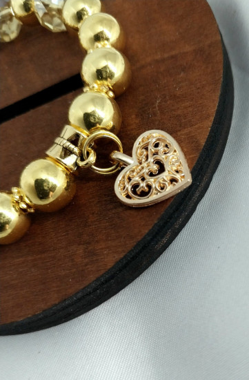 Женский браслет ручной работы из бусин золотого цвета