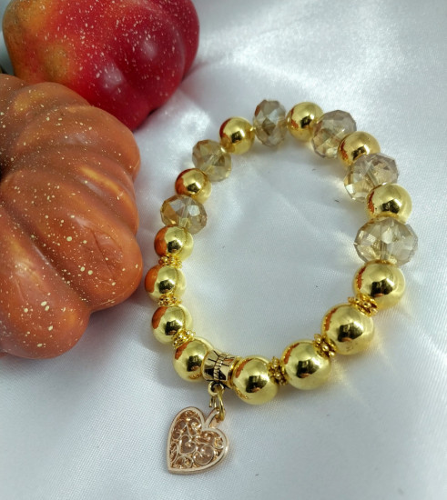 Женский браслет ручной работы из бусин золотого цвета