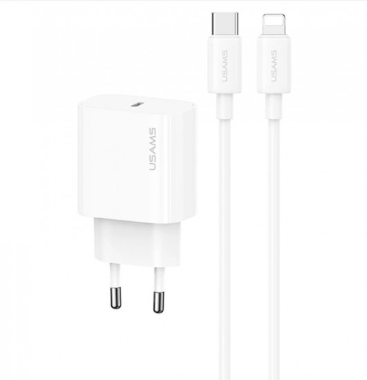 Комплект СЗУ Usams OYXLTZ02 20W Type-C порт + кабель Type-C-Lightning