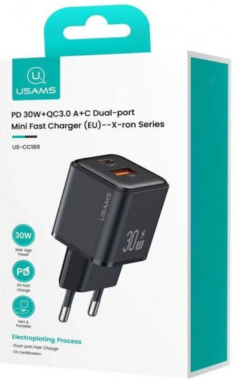 СЗУ Usams (US-CC189) 30W QC 3.0+PD USB+Type-C порты